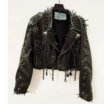 LVSANW Leather vintage  Jacket Skull Jacket gothic Leather vintage Jacket harajuku  Jacket gothic clothes y2k clothes gothic Jacket