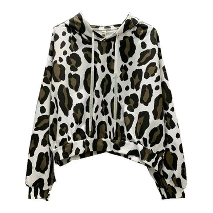 LVSANW Long Sleeve Hooded Leopard Print Loose Hoodies Sweatshirts Spring Autumn Street Casual Youth Tops Fashion Trend Women Clothing