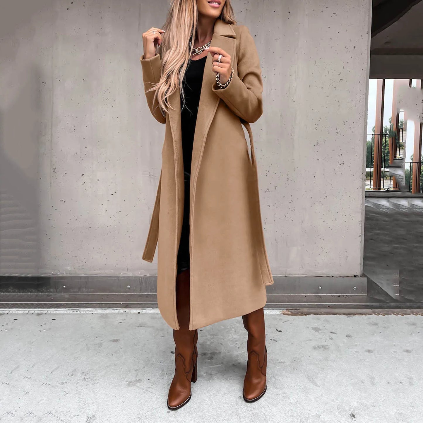 LVSANW Long Sleeve Top Female Coat Outfits Women'S Faux Wool Coat Blouse Thin Coats Trench Long Ladies Autumn Streetwear Ladies Outfits