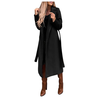 LVSANW Long Sleeve Top Female Coat Outfits Women'S Faux Wool Coat Blouse Thin Coats Trench Long Ladies Autumn Streetwear Ladies Outfits