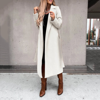 LVSANW Long Sleeve Top Female Coat Outfits Women'S Faux Wool Coat Blouse Thin Coats Trench Long Ladies Autumn Streetwear Ladies Outfits