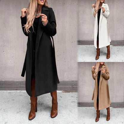 LVSANW Long Sleeve Top Female Coat Outfits Women'S Faux Wool Coat Blouse Thin Coats Trench Long Ladies Autumn Streetwear Ladies Outfits