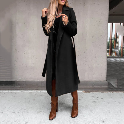 LVSANW Long Sleeve Top Female Coat Outfits Women'S Faux Wool Coat Blouse Thin Coats Trench Long Ladies Autumn Streetwear Ladies Outfits