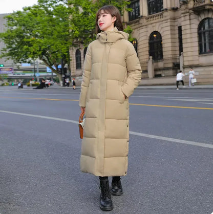 LVSANW Long Winter Jacket Parka Maxi X-Long Women Coat Casual Loose Overcoat Female Clothing Outerwear Cotton Down Hood Fluff