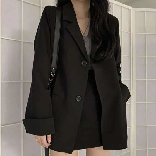 LVSANW Loose Fit Women's Suit Simple Korean Version Coat Chic Fashion High-end Solid Color Autumn Outfit Preppy Style All-match Clothes