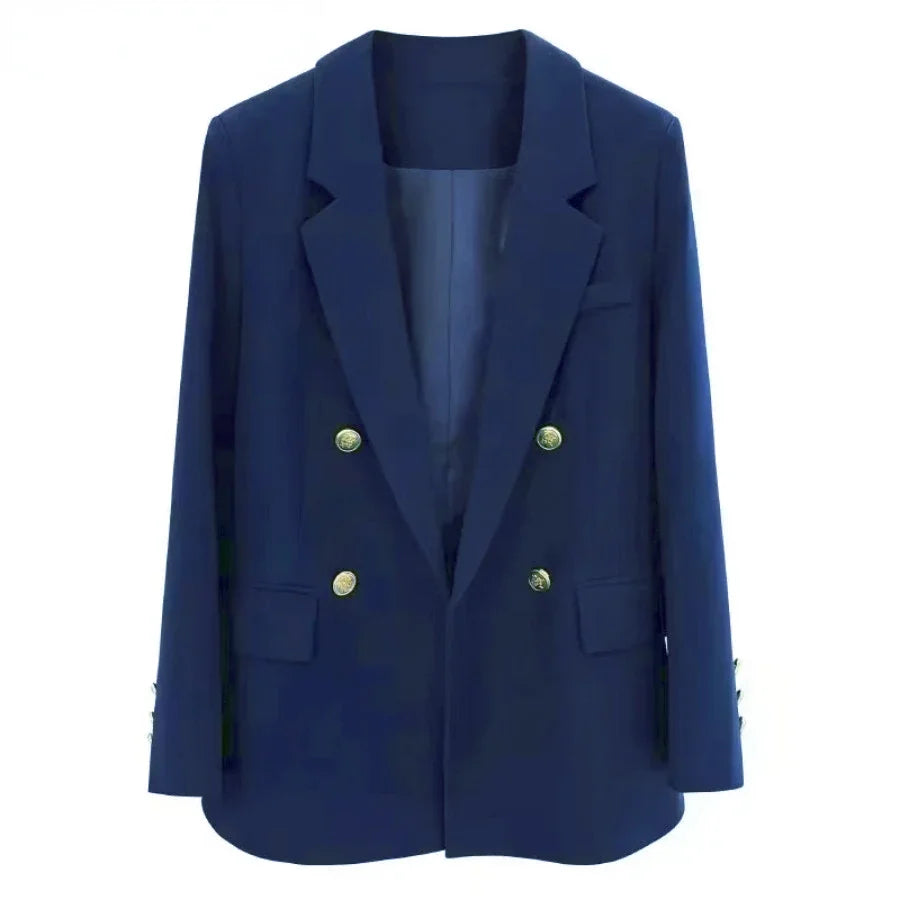 LVSANW Luxury High-end Blazer Women Spring Autumn Jacket Office Ladies Suit Long Sleeve Coat Navy Women Clothing New