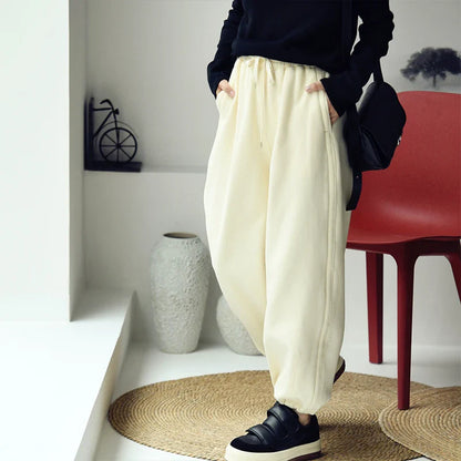 LVSANW MICOCO K5337C Artistic temperament simple, loose and lazy high waist and thick casual sweatpants