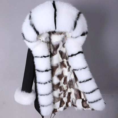 LVSANW Maomaokong 2025 Winter Long Jacket Real Fur Coat Women Clothes Large Fur Collar Detachable Natural Fox Lining Parkas Leather Fur