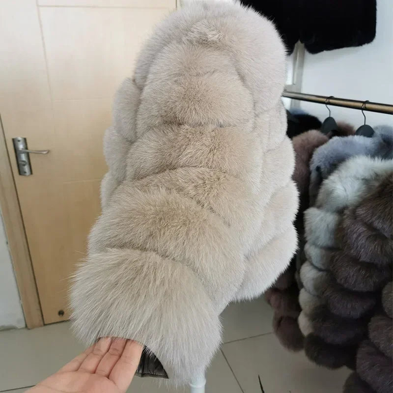 LVSANW Maomaokong 2025 Natural Real Fox Fur Coat Women Winter Warm Luxury Fur Jacket Detachable Long Sleeves Female Vest Furry Coats