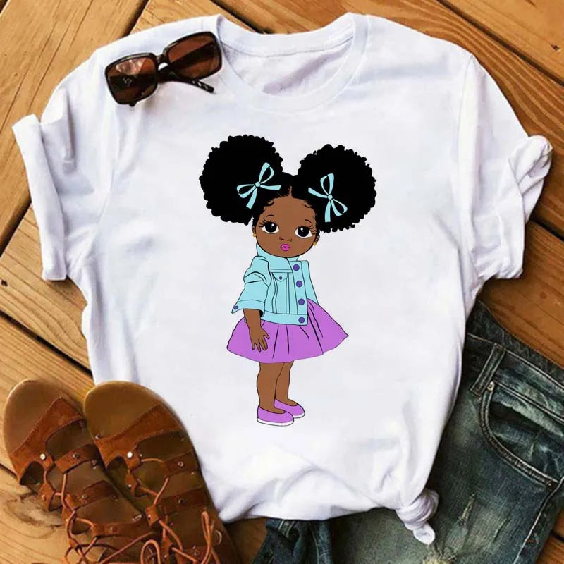 LVSANW Maycaur Fashion Women Black Girl Print Magic T Shirt Summer Short Sleeve Ladies T-shirts 90s Ulzzang Shirt Casual Round Neck Tee