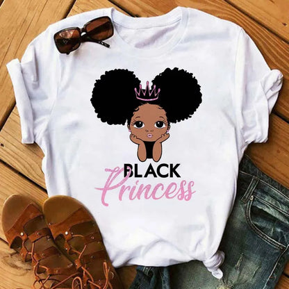 LVSANW Maycaur Fashion Women Black Girl Print Magic T Shirt Summer Short Sleeve Ladies T-shirts 90s Ulzzang Shirt Casual Round Neck Tee