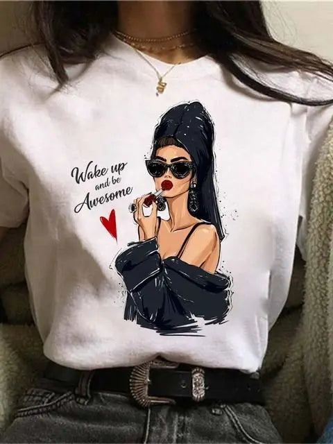 LVSANW Maycaur Hot Sales Printed Female Tshirt Women Fashion Graphic Printed T-Shirt Harajuku Korean Style Short Sleeves Clothes Female