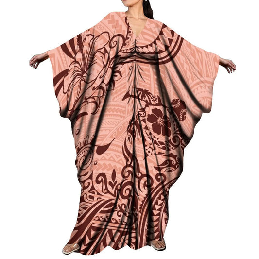 LVSANW New Arrival Holiday Batwing Sleeve Kaftan Butterfly Dress Women Elegant Loose Long Party Dress Custom Polynesian Shawl Dress