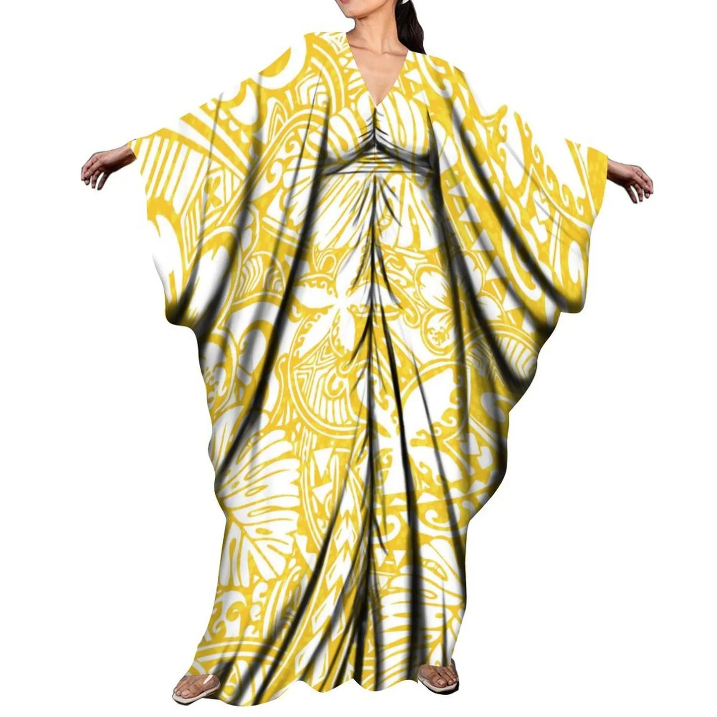 LVSANW New Arrival Holiday Batwing Sleeve Kaftan Butterfly Dress Women Elegant Loose Long Party Dress Custom Polynesian Shawl Dress