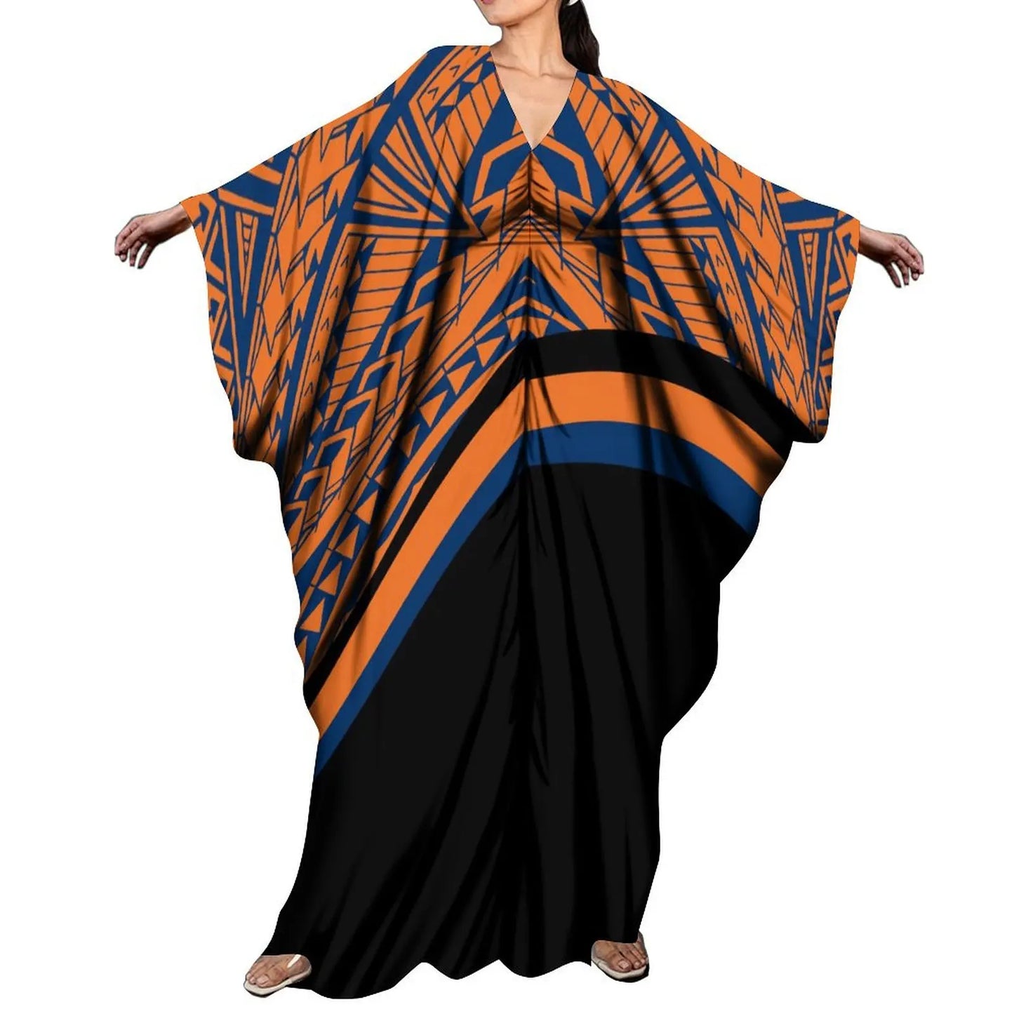 LVSANW New Arrival Holiday Batwing Sleeve Kaftan Butterfly Dress Women Elegant Loose Long Party Dress Custom Polynesian Shawl Dress