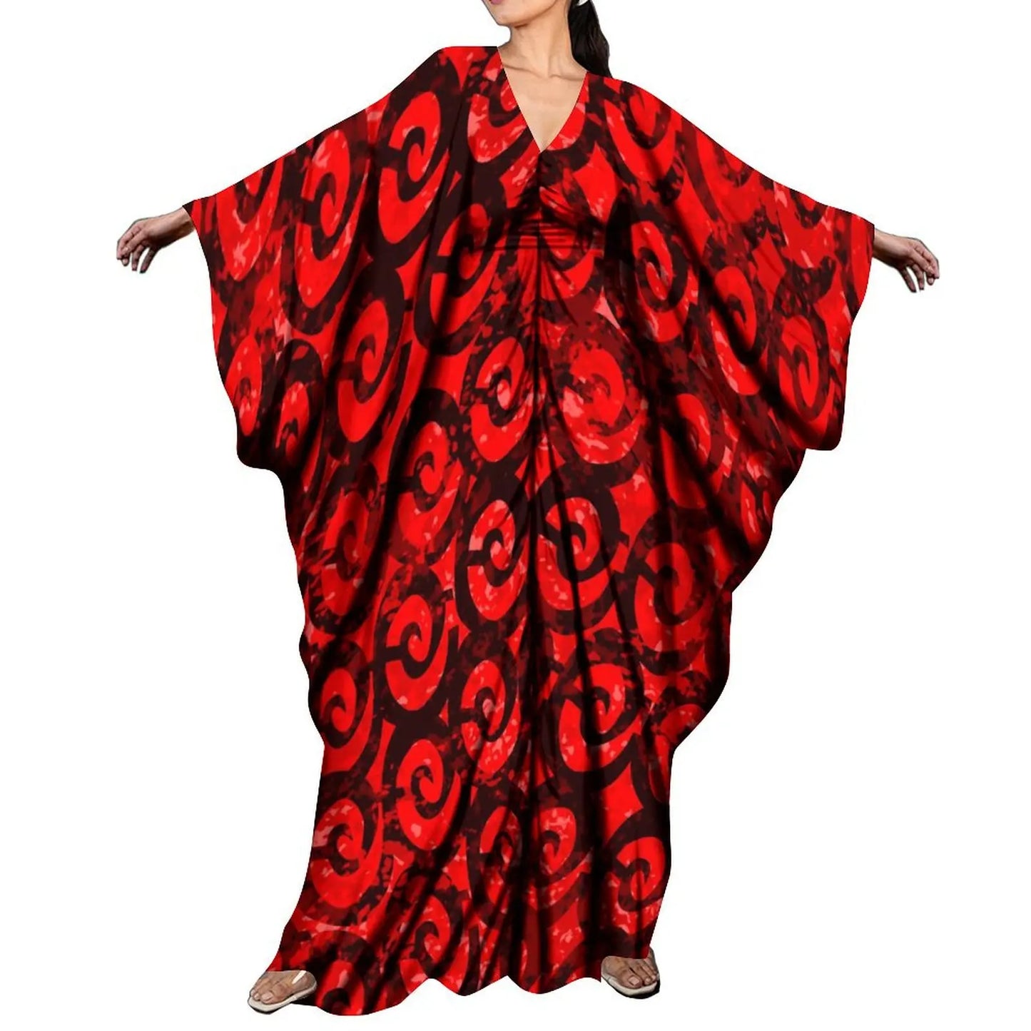 LVSANW New Arrival Holiday Batwing Sleeve Kaftan Butterfly Dress Women Elegant Loose Long Party Dress Custom Polynesian Shawl Dress