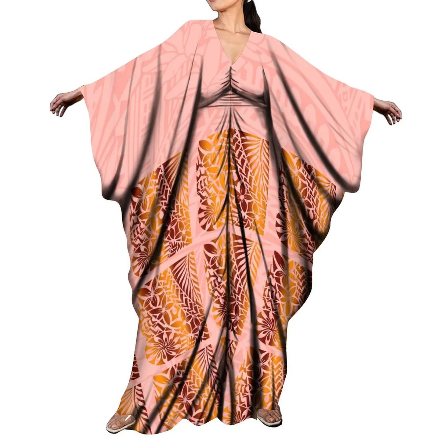 LVSANW New Arrival Holiday Batwing Sleeve Kaftan Butterfly Dress Women Elegant Loose Long Party Dress Custom Polynesian Shawl Dress