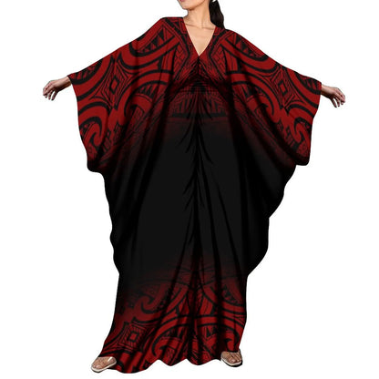 LVSANW New Arrival Holiday Batwing Sleeve Kaftan Butterfly Dress Women Elegant Loose Long Party Dress Custom Polynesian Shawl Dress