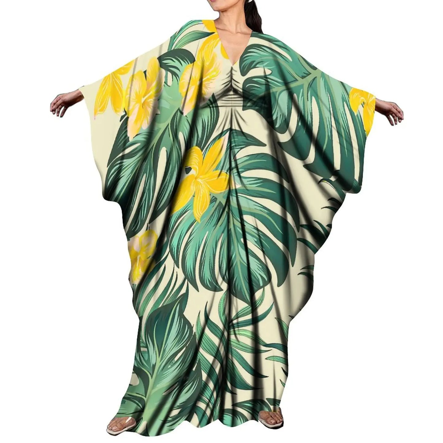 LVSANW New Arrival Holiday Batwing Sleeve Kaftan Butterfly Dress Women Elegant Loose Long Party Dress Custom Polynesian Shawl Dress