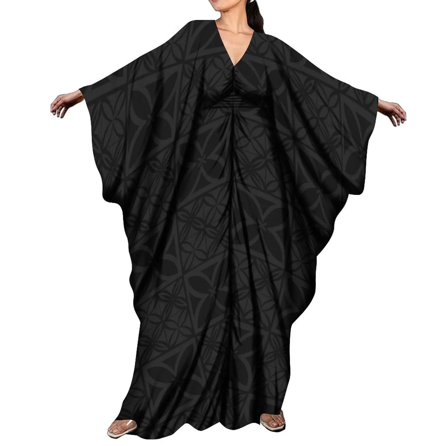 LVSANW New Arrival Holiday Batwing Sleeve Kaftan Butterfly Dress Women Elegant Loose Long Party Dress Custom Polynesian Shawl Dress