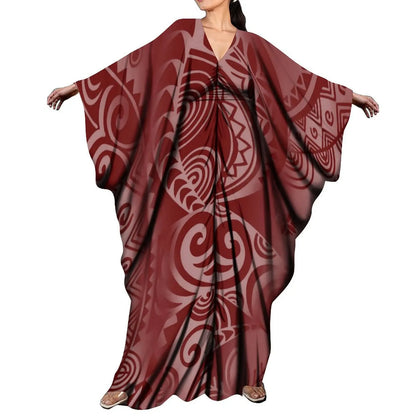 LVSANW New Arrival Holiday Batwing Sleeve Kaftan Butterfly Dress Women Elegant Loose Long Party Dress Custom Polynesian Shawl Dress