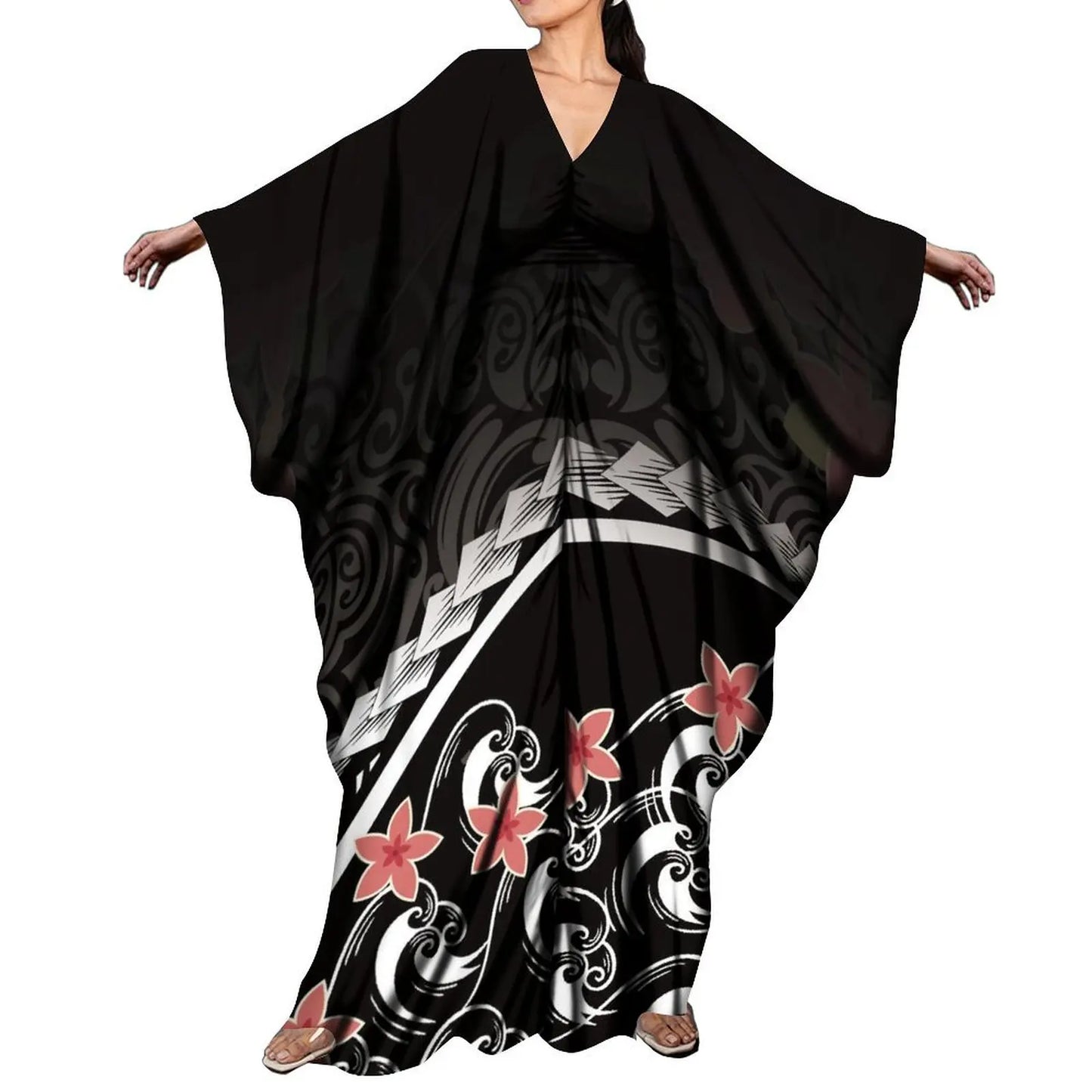 LVSANW New Arrival Holiday Batwing Sleeve Kaftan Butterfly Dress Women Elegant Loose Long Party Dress Custom Polynesian Shawl Dress