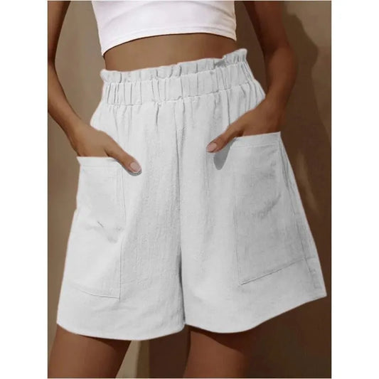 LVSANW New European and American women's cotton bast high waist shorts fashionable large wide leg casual shorts