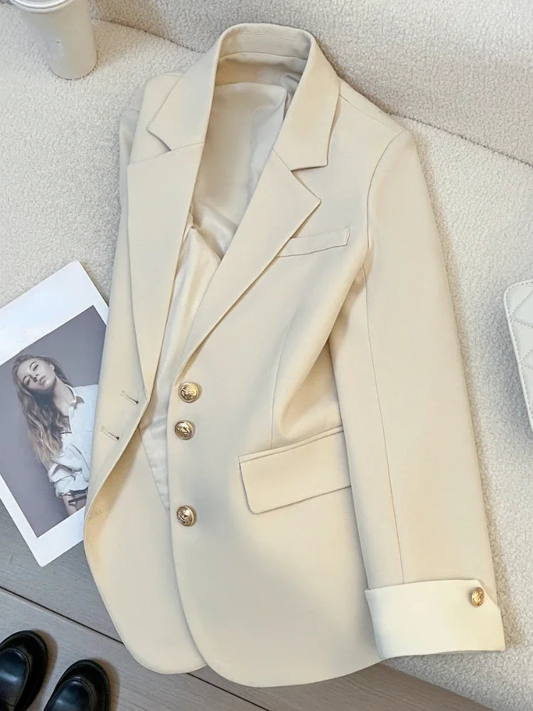 LVSANW New Fashion 2024 Women Design Sense Niche Loose Milk White Blazer Jacket Spring Female Korean Commuting Splicing Suit Tops Coat