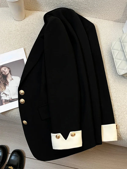 LVSANW New Fashion 2024 Women Design Sense Niche Loose Milk White Blazer Jacket Spring Female Korean Commuting Splicing Suit Tops Coat