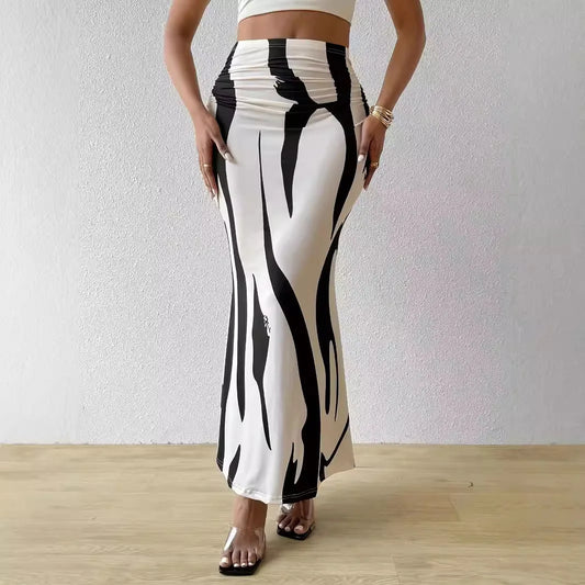 LVSANW New Fashion Zebra Pattern Skirt 2025 High Waist Slim Fit Fishtail Long Skirts for Women 2025 European and American Tight Skirts