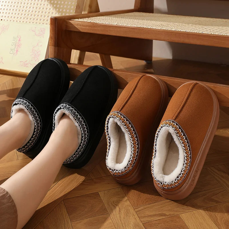 LVSANW New Fluffy Slippers Women House Flats Fashion Plush Winter Designer Shoes Ladies Home Elegant Casual Footwear Large Size 31