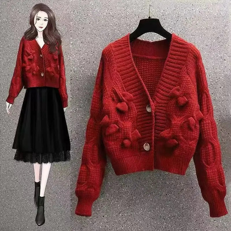 LVSANW New In Jackets Winter Korean Style Women's Clothing Trend 2024 Elegant Cardigan Women Long Sleeve Top Bow Knitwear Sweet Sweater