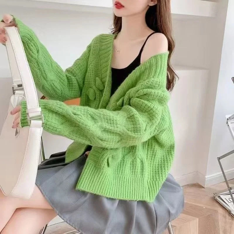 LVSANW New In Jackets Winter Korean Style Women's Clothing Trend 2024 Elegant Cardigan Women Long Sleeve Top Bow Knitwear Sweet Sweater