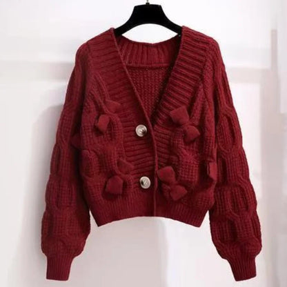 LVSANW New In Jackets Winter Korean Style Women's Clothing Trend 2024 Elegant Cardigan Women Long Sleeve Top Bow Knitwear Sweet Sweater