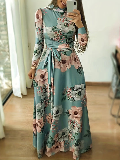 LVSANW New Product Printed Fashionable Spring and Autumn Versatile Strap Fitting Elegant Women's Long Sleeve Dress for Women