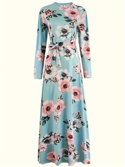 LVSANW New Product Printed Fashionable Spring and Autumn Versatile Strap Fitting Elegant Women's Long Sleeve Dress for Women