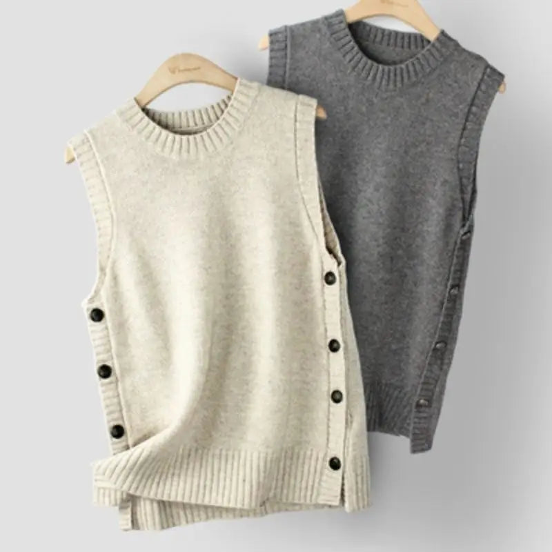 LVSANW New Sleeveless Knitwear Japanese Kam Shoulder Vest Sheep Sweater Tank Top Women's Design Feels Small