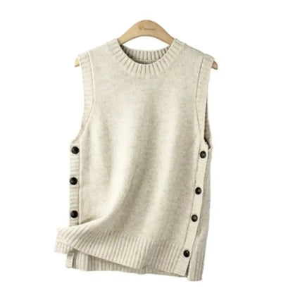 LVSANW New Sleeveless Knitwear Japanese Kam Shoulder Vest Sheep Sweater Tank Top Women's Design Feels Small