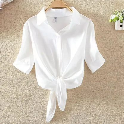 LVSANW New Summer Casual Women's Shirt 2024 Shawl White Buttoned Up Blouse Women Cotton Woman Tops Elegant Lady Tunics Clothes 19870