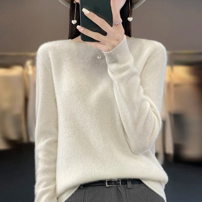 LVSANW New cashmere sweater women's sweater in autumn and winter 100% merino wool fashion O-neck autumn warm pullover top