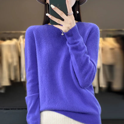 LVSANW New cashmere sweater women's sweater in autumn and winter 100% merino wool fashion O-neck autumn warm pullover top