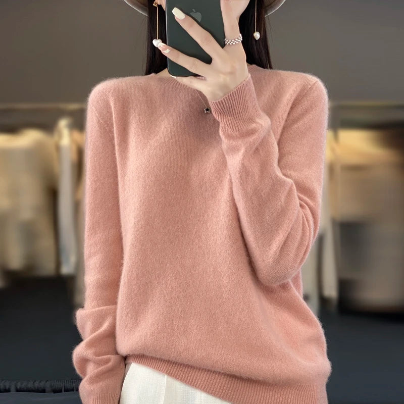 LVSANW New cashmere sweater women's sweater in autumn and winter 100% merino wool fashion O-neck autumn warm pullover top