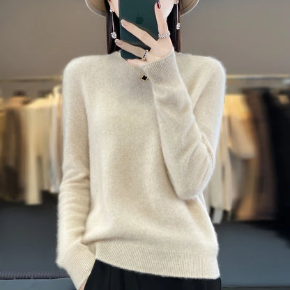 LVSANW New cashmere sweater women's sweater in autumn and winter 100% merino wool fashion O-neck autumn warm pullover top