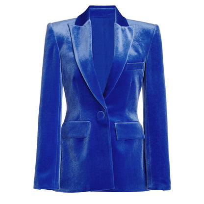 LVSANW New in 2024 Autumn and Winter Women Clothing velvet Blazer Blue Coats Fashion Jacket Mini  Dress Traf