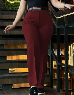 LVSANW Ogilvy Mather Solid Elegant Female Lady Women's Legs Pants Palazzo Flared Wide Killer High Waist OL Ladies Career Long Trousers