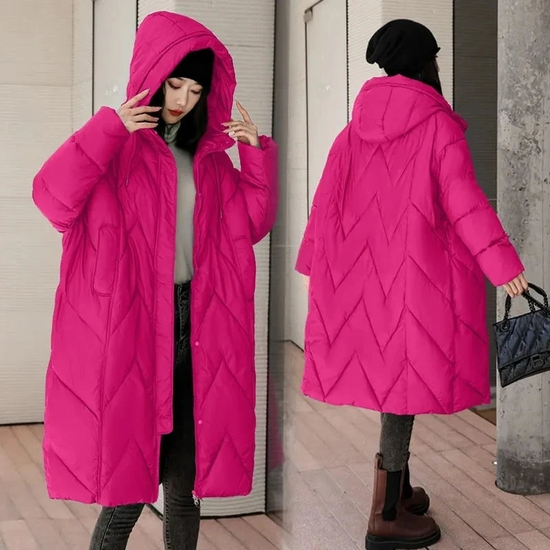 LVSANW Oversized Thicken Down cotton Jacket for women Winter New Retro Chinese style Hooded Coat Female Cotton Warm Parker Overcoat