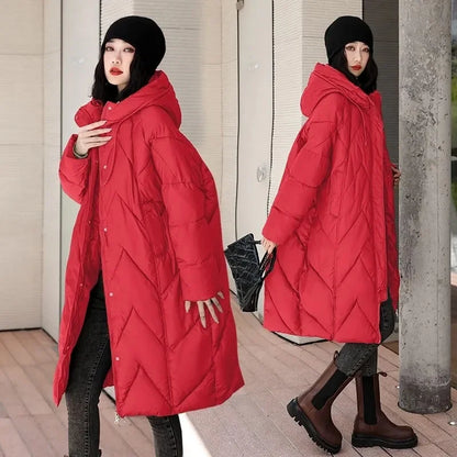 LVSANW Oversized Thicken Down cotton Jacket for women Winter New Retro Chinese style Hooded Coat Female Cotton Warm Parker Overcoat