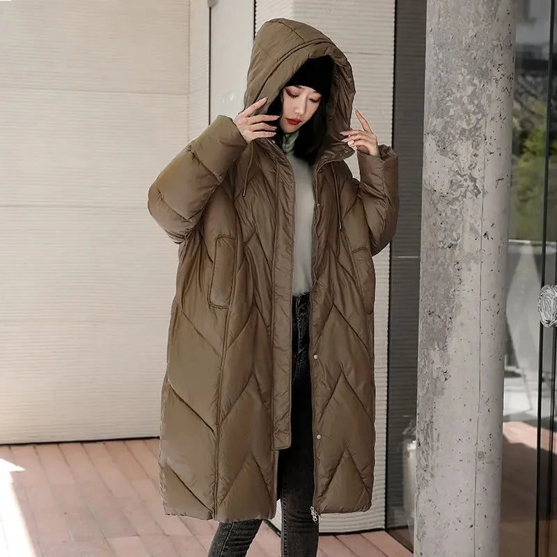 LVSANW Oversized Thicken Down cotton Jacket for women Winter New Retro Chinese style Hooded Coat Female Cotton Warm Parker Overcoat