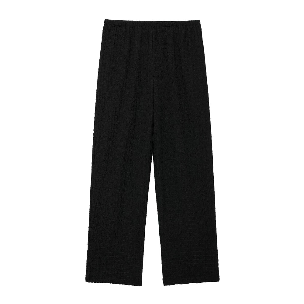 LVSANW PB&ZA 2024 Women's New Sweet Cool Spicy Girl Style Pleated Texture Texture Hanging Neck Top Mid Waist Long Pants