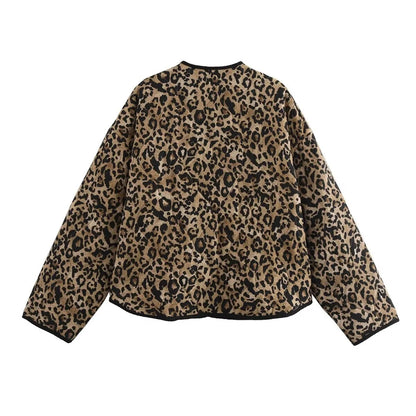 LVSANW PB&ZA 2024 early autumn new women's fashion animal print round neck long sleeve single-breasted cotton jacket coat